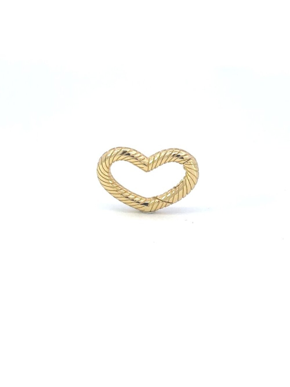 Gold over 925 Sterling Silver Rope Heart Hinge Clasp | 16mm Push-In Charm Holder